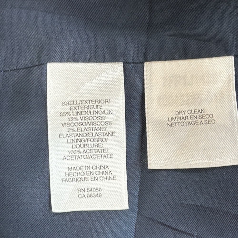 Anne Klein Linen Blue Blazer Tailored Short Sleeve 85% Linen Jacket - Picture 4 of 6